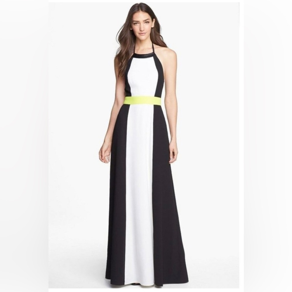 Vince Camuto Colorblock Halter Maxi Dress